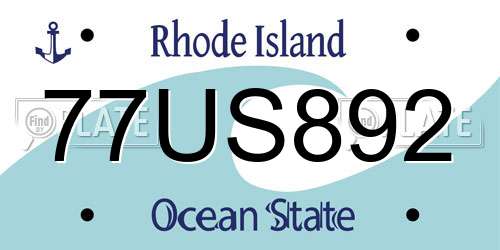 77US892 Rhode Island License Plate