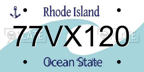 77VX120 Rhode Island License Plate