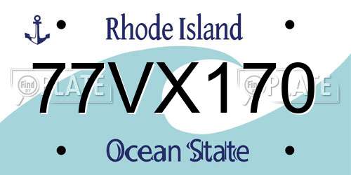 77VX170 Rhode Island License Plate