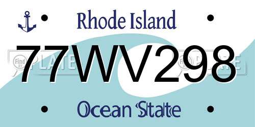 77WV298 Rhode Island License Plate