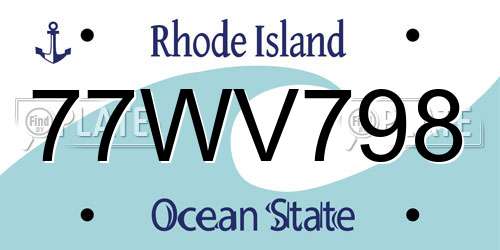 77WV798 Rhode Island License Plate