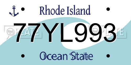 77YL993 Rhode Island License Plate