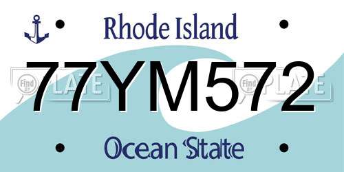 77YM572 Rhode Island License Plate