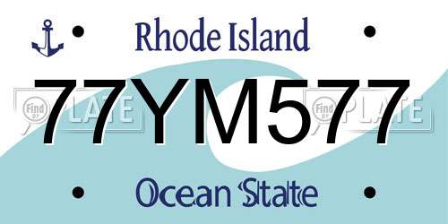 77YM577 Rhode Island License Plate