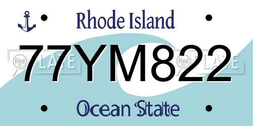 77YM822 Rhode Island License Plate