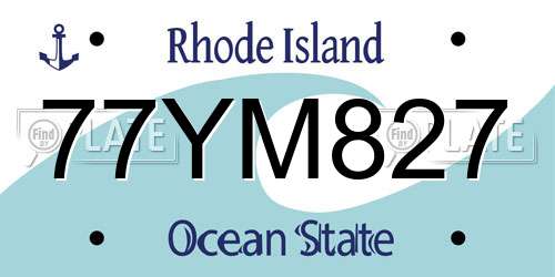 77YM827 Rhode Island License Plate