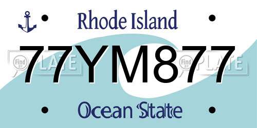 77YM877 Rhode Island License Plate