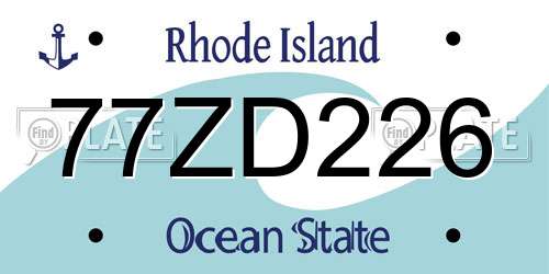 77ZD226 Rhode Island License Plate