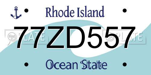 77ZD557 Rhode Island License Plate