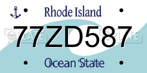 77ZD587 Rhode Island License Plate