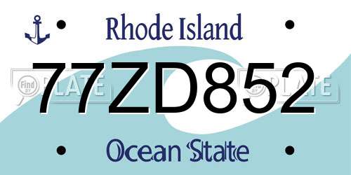 77ZD852 Rhode Island License Plate