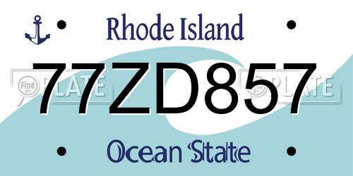 77ZD857 Rhode Island License Plate