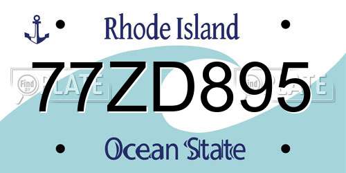 77ZD895 Rhode Island License Plate