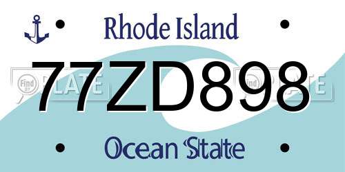 77ZD898 Rhode Island License Plate