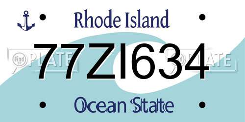 77ZI634 Rhode Island License Plate