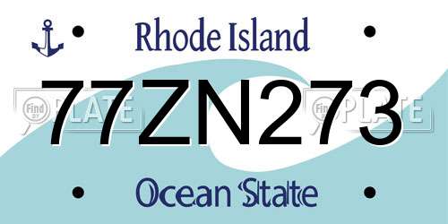 77ZN273 Rhode Island License Plate