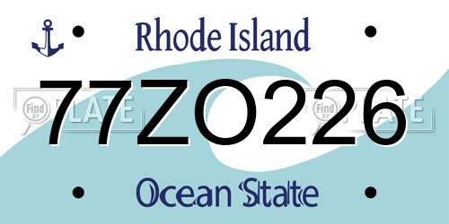 77ZO226 Rhode Island License Plate