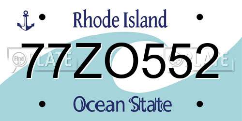 77ZO552 Rhode Island License Plate
