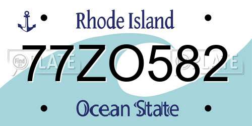 77ZO582 Rhode Island License Plate