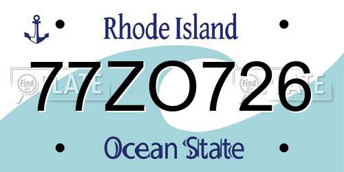 77ZO726 Rhode Island License Plate