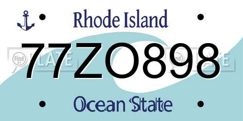 77ZO898 Rhode Island License Plate