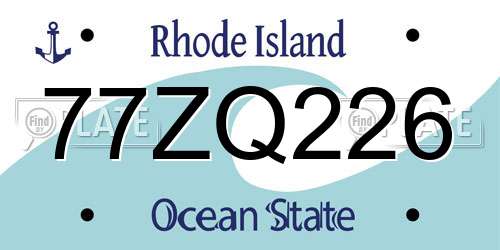 77ZQ226 Rhode Island License Plate