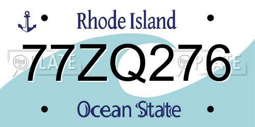 77ZQ276 Rhode Island License Plate