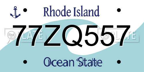 77ZQ557 Rhode Island License Plate
