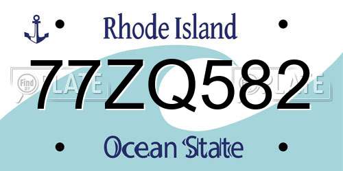 77ZQ582 Rhode Island License Plate
