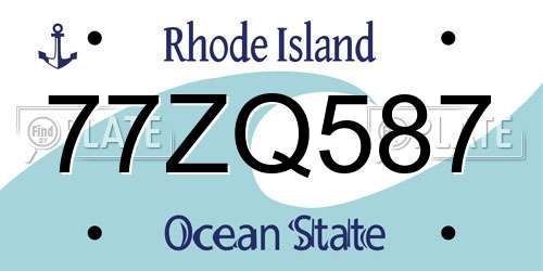 77ZQ587 Rhode Island License Plate