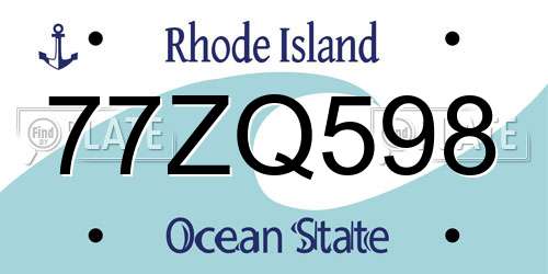 77ZQ598 Rhode Island License Plate