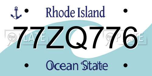 77ZQ776 Rhode Island License Plate