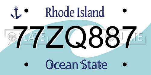 77ZQ887 Rhode Island License Plate