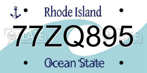 77ZQ895 Rhode Island License Plate