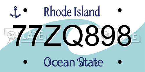 77ZQ898 Rhode Island License Plate