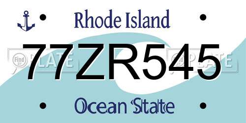77ZR545 Rhode Island License Plate