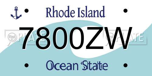7800ZW Rhode Island License Plate