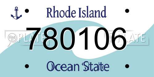 780106 Rhode Island License Plate