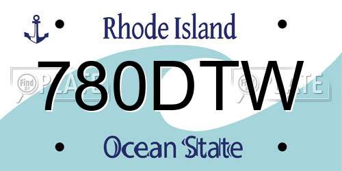 780DTW Rhode Island License Plate
