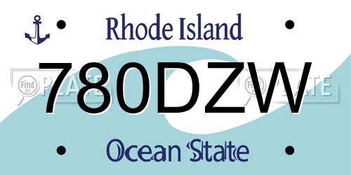 780DZW Rhode Island License Plate