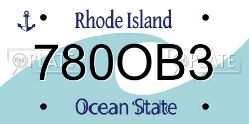 780OB3 Rhode Island License Plate