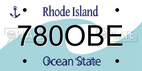 780OBE Rhode Island License Plate