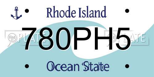 780PH5 Rhode Island License Plate