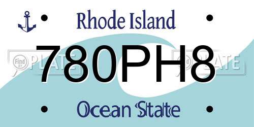 780PH8 Rhode Island License Plate