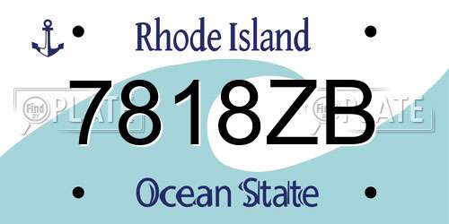 7818ZB Rhode Island License Plate