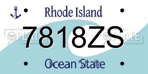7818ZS Rhode Island License Plate