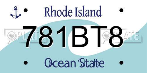781BT8 Rhode Island License Plate