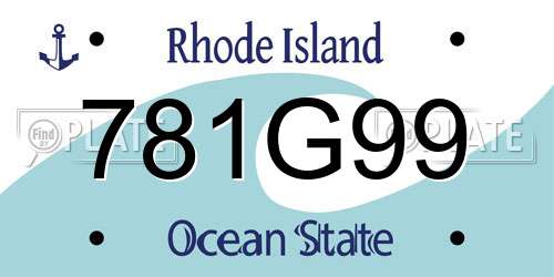 781G99 Rhode Island License Plate