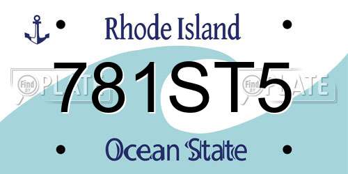 781ST5 Rhode Island License Plate