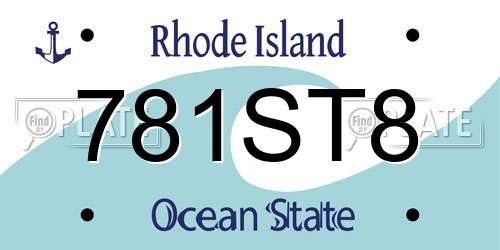 781ST8 Rhode Island License Plate